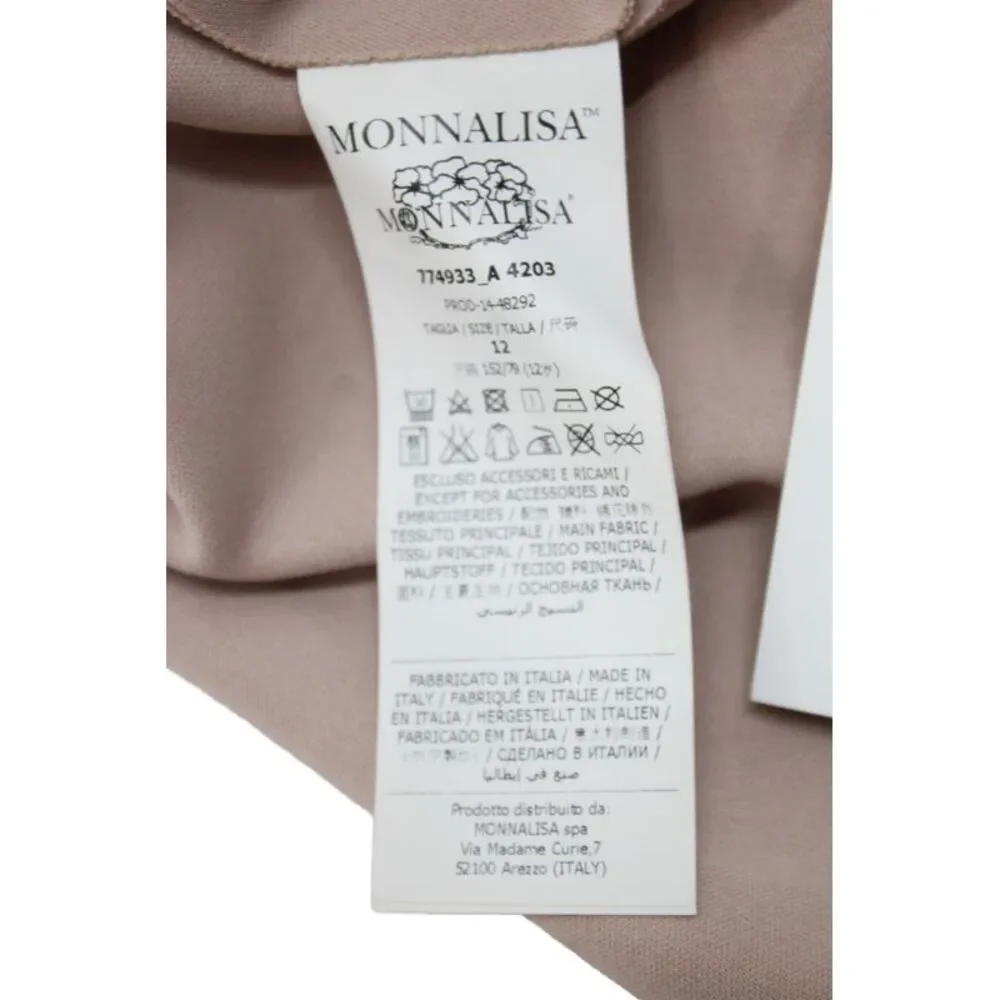 Monalisa Girls Back Zip Short Sleeve Collared Crystal Dress Pink Size 12